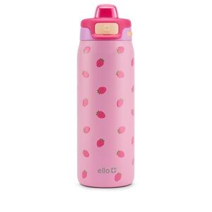 Ello Pink stainless steel Strawberry pop & fill kids water bottle 18 oz